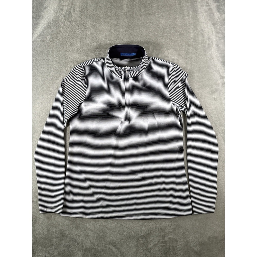 J Mclaughlin Shirt Womens Small Blue White Striped Long Sleeve 1/4 Zip Pullover